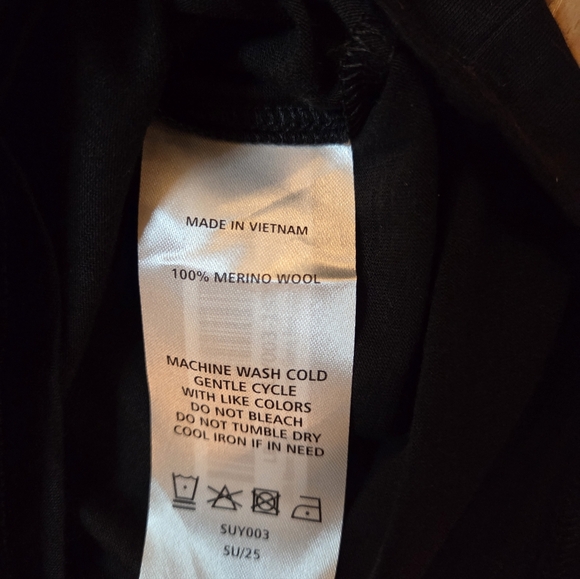 Quince Merino Wool Top Womens Size L Black Long Sleeve Base Layer Tee Shirt - Picture 5 of 6